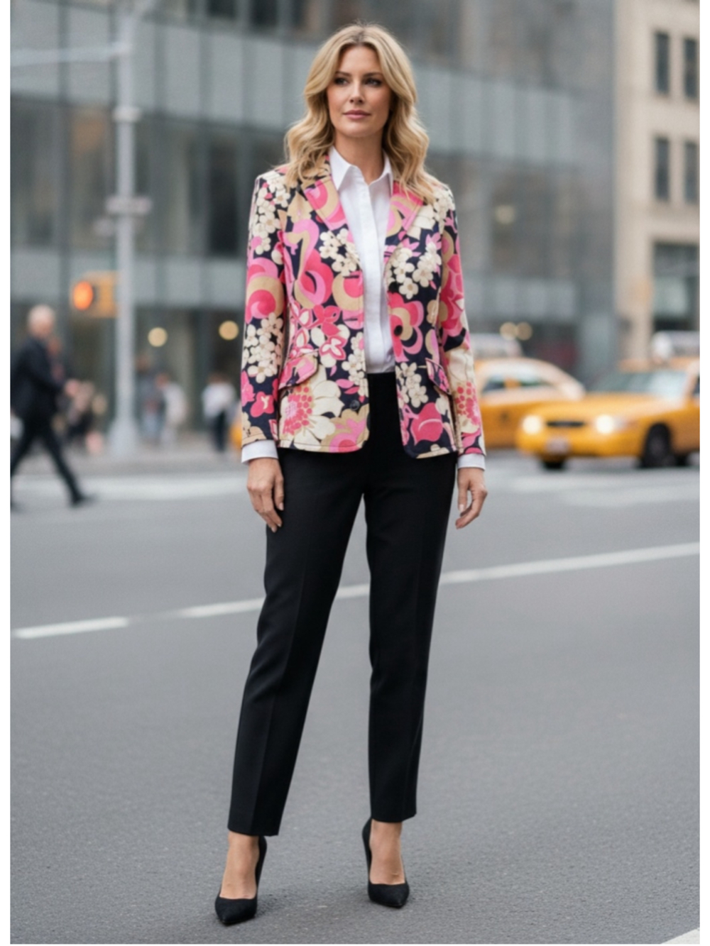 J.CREW Floral Retro Blazer Women’s Size M (19” PTP) Pink Black